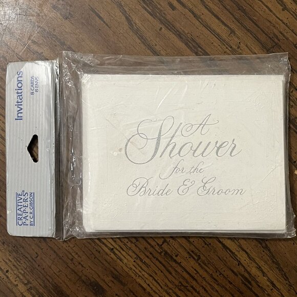 Creative Papers CR Gibson Shower Invitations For Bride & Groom 8 Cards Envelopes - Picture 1 of 4